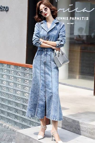 Vintage female long sleeve denim dress down turn-down collar with belt ladies t073, Black;gray
Vintage female long sleeve denim dress down turn-down collar with belt ladies t073, Black;gray