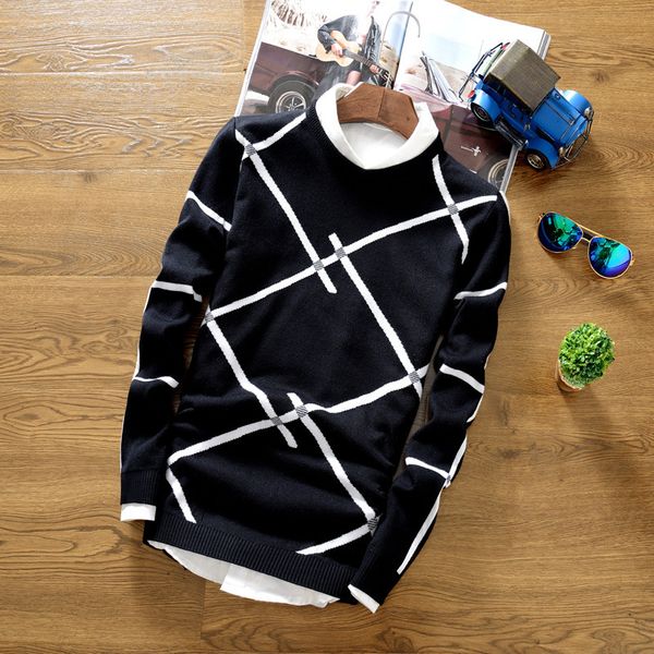 men's sweaters clothes mens classic simplicity pullover o-neck sweater men plaid long sleeves blue black teenagers pl0c, White;black
men's sweaters clothes mens classic simplicity pullover o-neck sweater men plaid long sleeves blue black teenagers pl0c, White;black