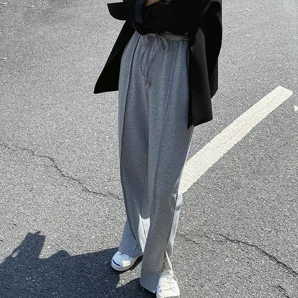 drawstring split sports trousers korean women capri fashion loose casual slimming solid straight leg pants, Black;white
drawstring split sports trousers korean women capri fashion loose casual slimming solid straight leg pants, Black;white