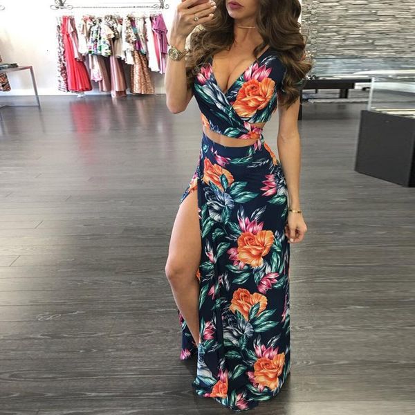 two piece dress yjsfg house elegant women summer long maxi dresses set hollow out crop skirts floral print 2 suits, White
two piece dress yjsfg house elegant women summer long maxi dresses set hollow out crop skirts floral print 2 suits, White