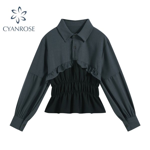 women blouses and shirts for ladies elegant high waist slim elastic lantern long sleeve buttons office causal blusas 210430, White
women blouses and shirts for ladies elegant high waist slim elastic lantern long sleeve buttons office causal blusas 210430, White