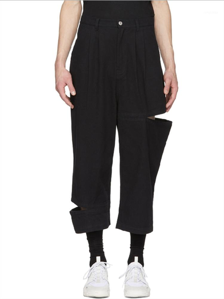 men's pants casual ripped straight spring/summer black simple symmetrical opening design nine-minute
men's pants casual ripped straight spring/summer black simple symmetrical opening design nine-minute