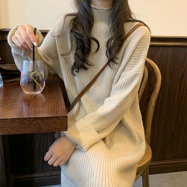 casual dresses women autumn winter basic turtleneck long sleeve sweater dress knitted pullover straight split plus size solid color, Black;gray
casual dresses women autumn winter basic turtleneck long sleeve sweater dress knitted pullover straight split plus size solid color, Black;gray