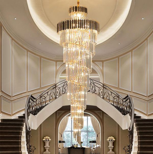 pendant lamps loft luxury crystal chandelier lamp-post modern villa daikin circular stainless steel spiral staircase living
pendant lamps loft luxury crystal chandelier lamp-post modern villa daikin circular stainless steel spiral staircase living