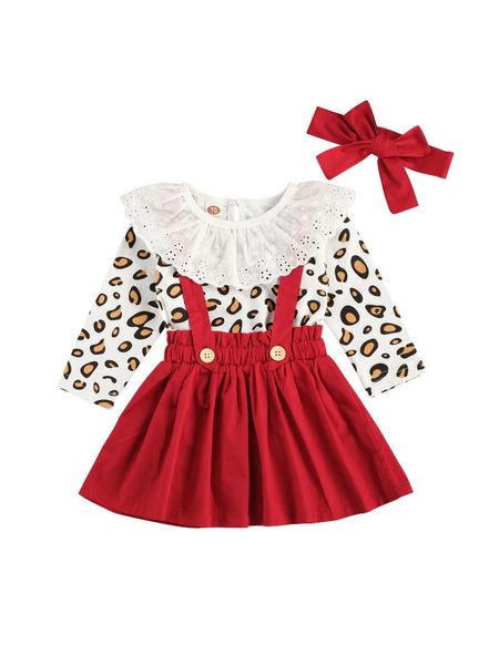 clothing sets 0-3t girl's three piece set, infant's leopard printed lace crew leisure romper strap skirt bow tie for toddlers, White
clothing sets 0-3t girl's three piece set, infant's leopard printed lace crew leisure romper strap skirt bow tie for toddlers, White