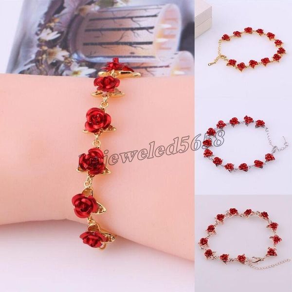 beaded, strands rose gold color link chain romantic bracelet red enamel jewelry valentine gift for lover women's hand bracelets, Black
beaded, strands rose gold color link chain romantic bracelet red enamel jewelry valentine gift for lover women's hand bracelets, Black