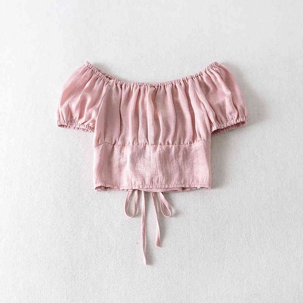 t shirt fashionable wild word collar strapless solid color drawstring short women's shirt sweet vintage pink female, White
t shirt fashionable wild word collar strapless solid color drawstring short women's shirt sweet vintage pink female, White