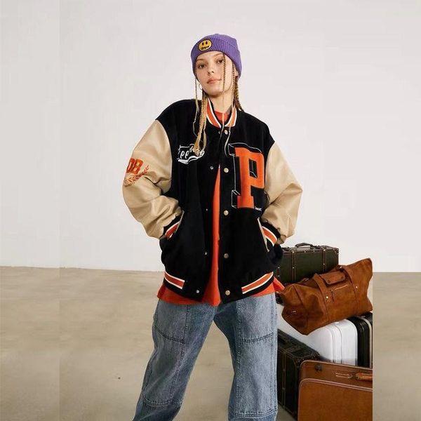 women's jackets splicing for women retro casual hit color winter clothes loose all-match baseball uniform coat jacket, Black;brown
women's jackets splicing for women retro casual hit color winter clothes loose all-match baseball uniform coat jacket, Black;brown