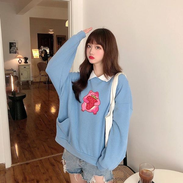 women's hoodies & sweatshirts vintage fun women cotton harajuku streetwear casual long sleeve oversized fashion hoodie strawberry frog, Black
women's hoodies & sweatshirts vintage fun women cotton harajuku streetwear casual long sleeve oversized fashion hoodie strawberry frog, Black