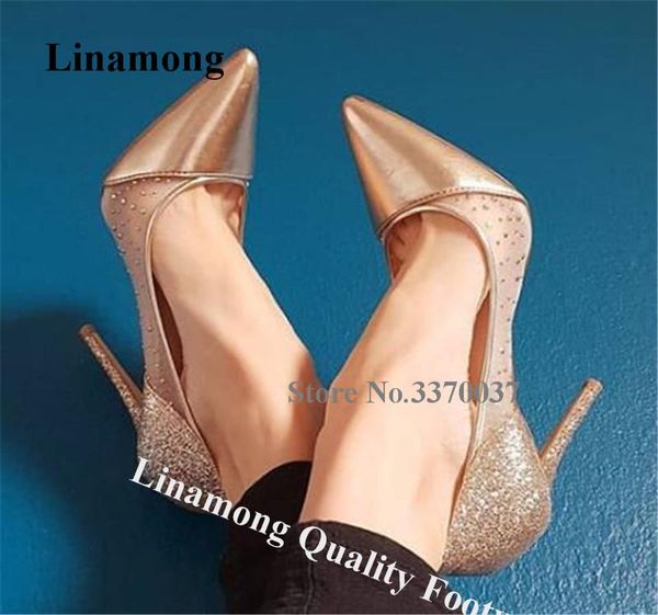 dress shoes linamong bling gold pointed toe mesh glitter patchwork stiletto heel pumps shining rhinestone high heels wedding, Black
dress shoes linamong bling gold pointed toe mesh glitter patchwork stiletto heel pumps shining rhinestone high heels wedding, Black