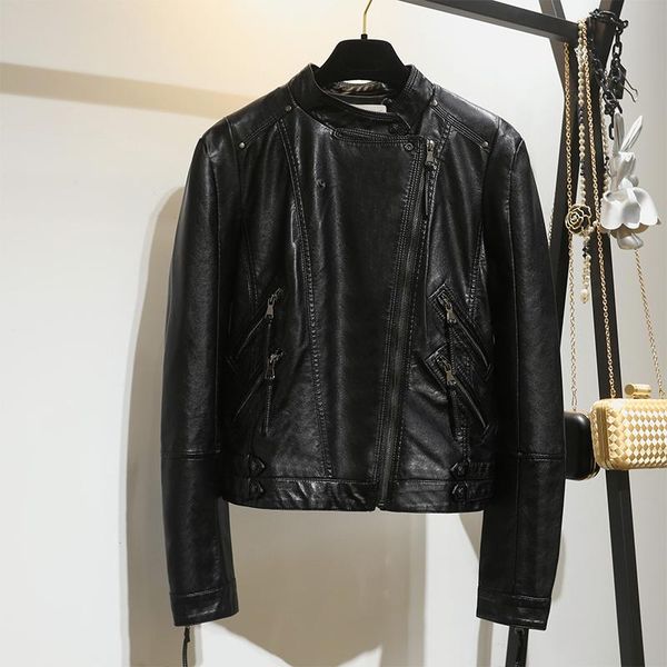 women's leather & faux fitaylor spring autumn women moto biker jacket female punk coat slim turndown collar pu overcoat, Black
women's leather & faux fitaylor spring autumn women moto biker jacket female punk coat slim turndown collar pu overcoat, Black