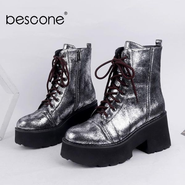 boots bescone women shoes winter fashion high platform ladies ankle zipper lace-up round toe square heel short c830, Black
boots bescone women shoes winter fashion high platform ladies ankle zipper lace-up round toe square heel short c830, Black