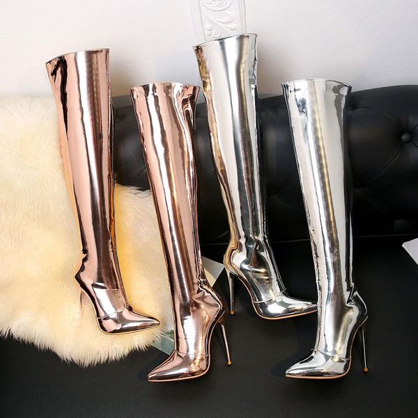 boots women mirror golden silver stiletto high heels pointed toe female sxy thigh side zipper fashion 2022 est, Black
boots women mirror golden silver stiletto high heels pointed toe female sxy thigh side zipper fashion 2022 est, Black