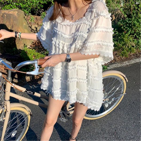 women's blouses & shirts 2021 arrivals ruffled chiffon summer dress for ladies o-neck flare sleeve feminine sundresses sweet chic cloth, White
women's blouses & shirts 2021 arrivals ruffled chiffon summer dress for ladies o-neck flare sleeve feminine sundresses sweet chic cloth, White