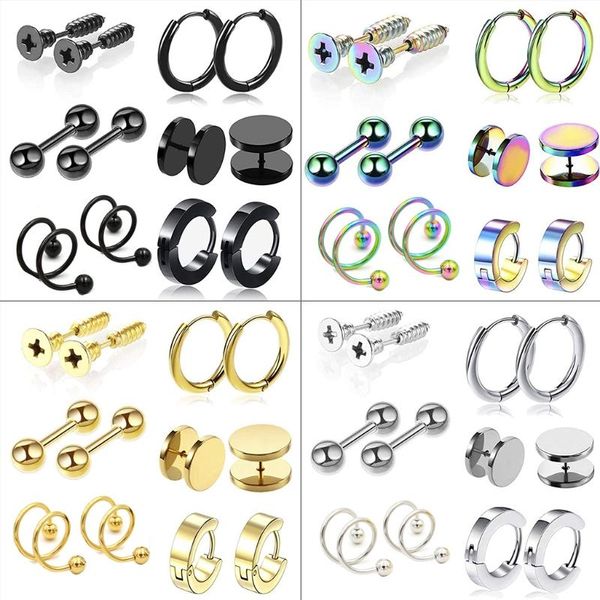 hoop & huggie y1ue stainless steel earrings for men women hypoallergenic round fashion punk piercing jewelry gift, Golden;silver
hoop & huggie y1ue stainless steel earrings for men women hypoallergenic round fashion punk piercing jewelry gift, Golden;silver