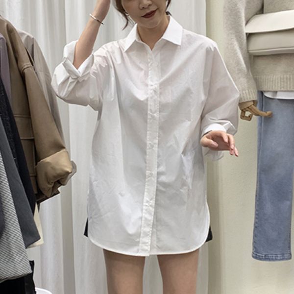 spring autumn turn-down collar long-sleeved simple women casual shirt coats korea style loose white blouse qz885 210510
spring autumn turn-down collar long-sleeved simple women casual shirt coats korea style loose white blouse qz885 210510