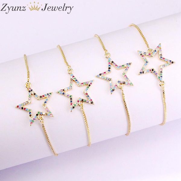 link, chain 10pcs, fashion micro pave cz star bracelets rainbow zirconia jewelry, Black 
link, chain 10pcs, fashion micro pave cz star bracelets rainbow zirconia jewelry, Black