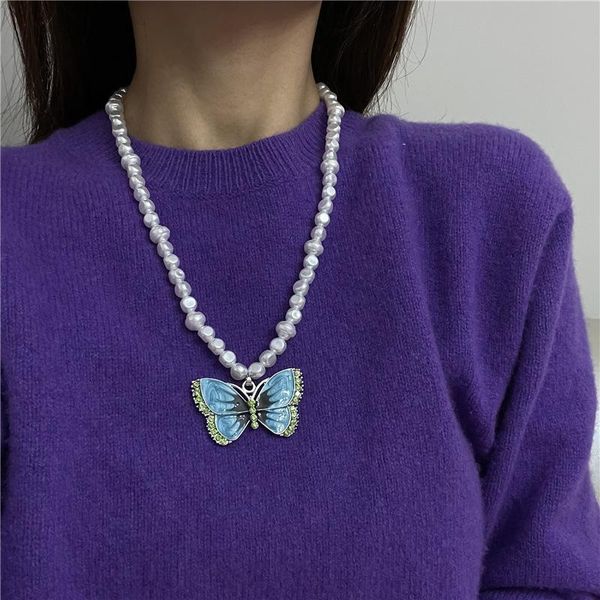 fashion temperament wild round bead crystal blue butterfly pendant necklace sweater chain necklaces, Silver
fashion temperament wild round bead crystal blue butterfly pendant necklace sweater chain necklaces, Silver