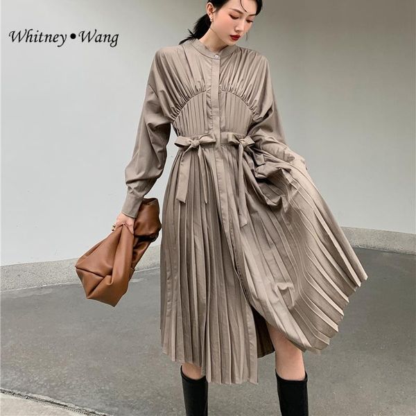 casual dresses whitney wang 2021 spring fashion streetwear bow waist pleated shirt dress women office lady blouse, Black;gray
casual dresses whitney wang 2021 spring fashion streetwear bow waist pleated shirt dress women office lady blouse, Black;gray