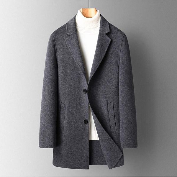 men's wool & blends double-faced coat autumn and winter slim cashmere woolen windbreaker men's long 2021, Black
men's wool & blends double-faced coat autumn and winter slim cashmere woolen windbreaker men's long 2021, Black