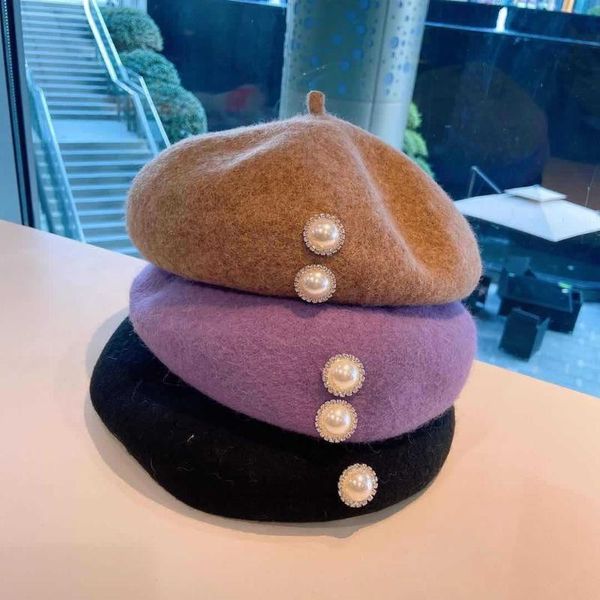 berets women girl wool winter beret french artist warm beanie hat retro elegant british style decorated with two large pearls cap, Blue;gray
berets women girl wool winter beret french artist warm beanie hat retro elegant british style decorated with two large pearls cap, Blue;gray
