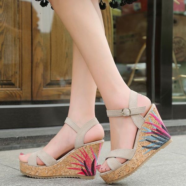 fashion women summer open toe shoes dress totem platform sandals buckle strap wedges, Black
fashion women summer open toe shoes dress totem platform sandals buckle strap wedges, Black