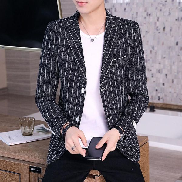 men's suits & blazers suit coat male korean slim fashion trend casual stripe small single west spring and autumn handsome, White;black