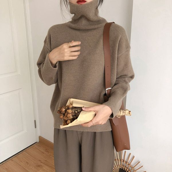 meitong high neck sweater women's 2021 autumn and winter new loose outer wear solid color long sleeves with knitted bottoms, White;black
meitong high neck sweater women's 2021 autumn and winter new loose outer wear solid color long sleeves with knitted bottoms, White;black