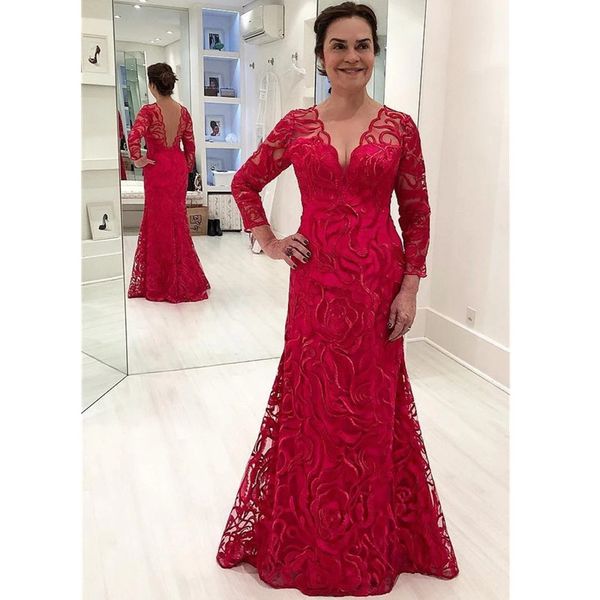 floor length v neck full lace evening dresses 3/4 sleeves mermaid mother of the bride dress, Black;red
floor length v neck full lace evening dresses 3/4 sleeves mermaid mother of the bride dress, Black;red
