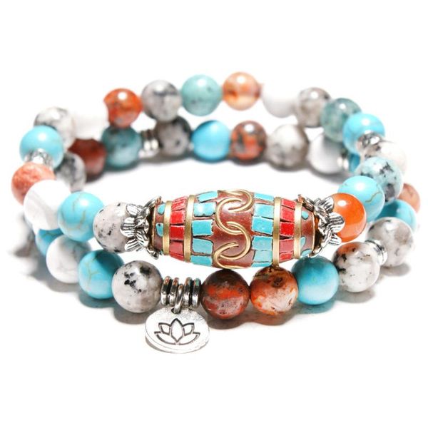 arrival 2pcs fashion buddhist nepal pendant natural howlite stone beaded bracelet yoga lotus bracelets wholesale beaded, strands, Black
arrival 2pcs fashion buddhist nepal pendant natural howlite stone beaded bracelet yoga lotus bracelets wholesale beaded, strands, Black