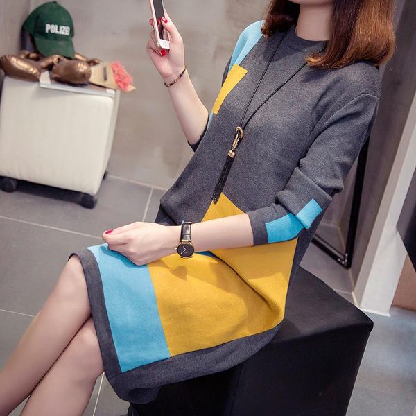 winter half high neck plus fat size sweater long sleeve base dress warm knitted color matching fashion casual dresses, Black;gray
winter half high neck plus fat size sweater long sleeve base dress warm knitted color matching fashion casual dresses, Black;gray