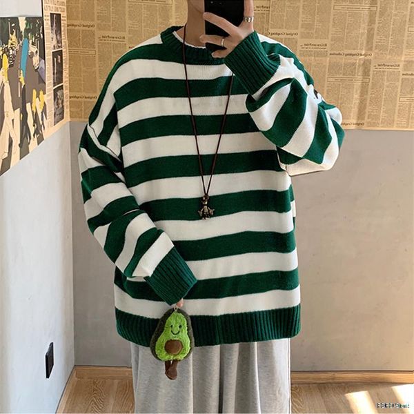 men's sweaters autumn round neck sweater korean loose casual oversize knit pullover youth trend fashion striped men, White;black
men's sweaters autumn round neck sweater korean loose casual oversize knit pullover youth trend fashion striped men, White;black