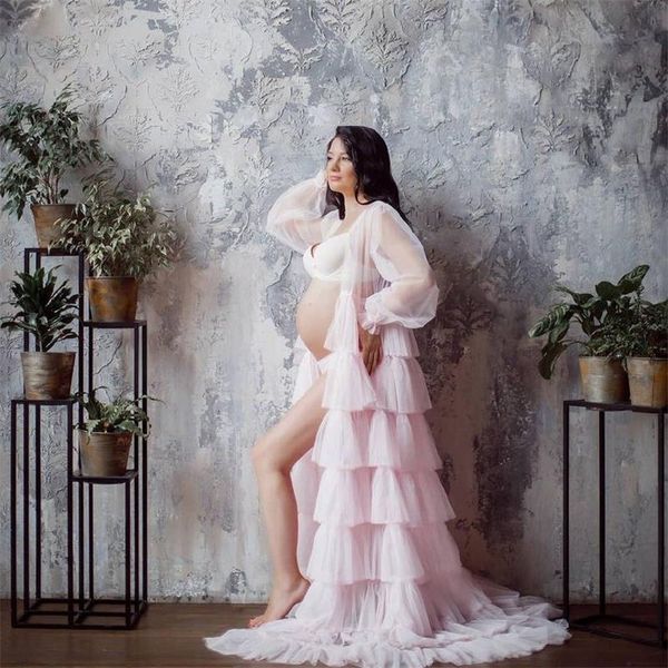 long sleeve tulle prom dresses tiered ruffles maternity robe for p shoot sheer bridal pregnancy dress custom made, Black
long sleeve tulle prom dresses tiered ruffles maternity robe for p shoot sheer bridal pregnancy dress custom made, Black