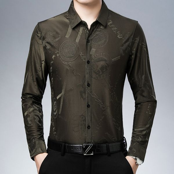 men's long sleeve ice silk fashion floral autumn dad casual middle-aged shirt men, Black
men's long sleeve ice silk fashion floral autumn dad casual middle-aged shirt men, Black