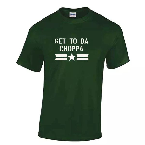 get to da choppa mens tshirt arnie predator schwarzenegger - get to the chopper, White;black
get to da choppa mens tshirt arnie predator schwarzenegger - get to the chopper, White;black