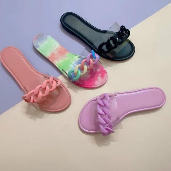 women's shoes 2021 slippers fashion chain decorative vamp color cute cool european american flat bottom, Black
women's shoes 2021 slippers fashion chain decorative vamp color cute cool european american flat bottom, Black