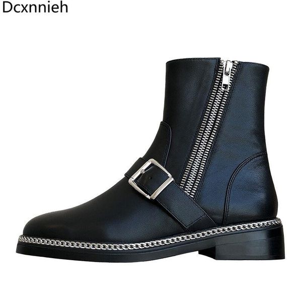 boots flat heel round toe short women metal belt buckle decoration ankle autumn winter shoes side zipper 2021, Black
boots flat heel round toe short women metal belt buckle decoration ankle autumn winter shoes side zipper 2021, Black