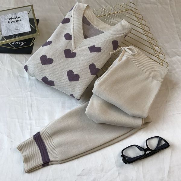 women's two piece pants mujeres v cuello corazn jacquard de punto jersey suteres + traje pantalones chndales 4p54, White
women's two piece pants mujeres v cuello corazn jacquard de punto jersey suteres + traje pantalones chndales 4p54, White