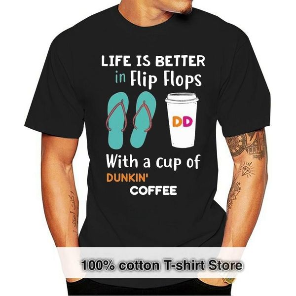men's t-shirts life is better in flip flops with a cup of dunkin donuts coffee t-shirt, White;black
men's t-shirts life is better in flip flops with a cup of dunkin donuts coffee t-shirt, White;black