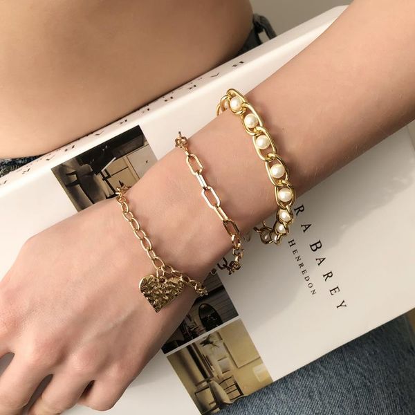 link, chain metal heart jewelry fashion women simple temperament pearl bracelet set link round alloy gold for girls party gifts, Black
link, chain metal heart jewelry fashion women simple temperament pearl bracelet set link round alloy gold for girls party gifts, Black