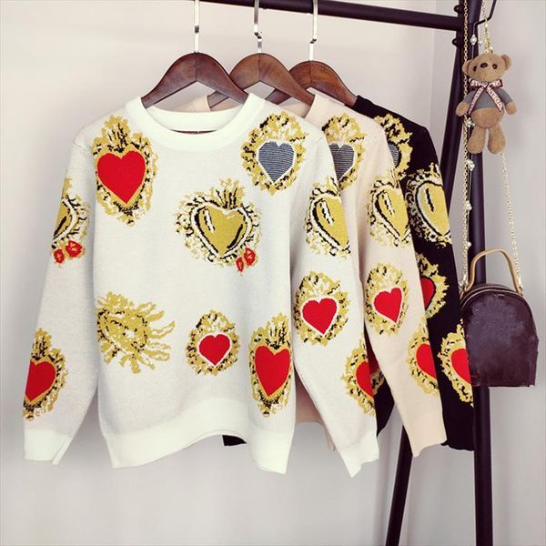 autumn women winter heart pattern womens sweater printed knitwear pullover loose jumper vintag warm office lady knitted, White;black
autumn women winter heart pattern womens sweater printed knitwear pullover loose jumper vintag warm office lady knitted, White;black