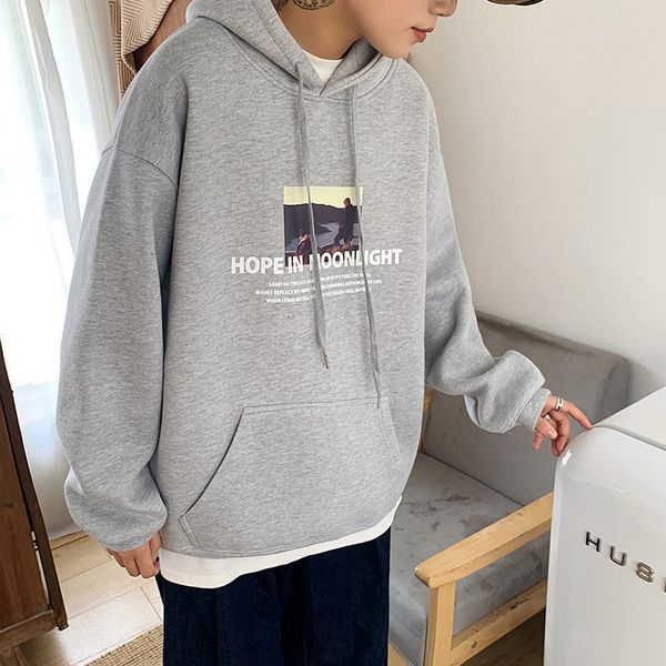 tracksuits autumn and men's winter cotton plush thickened hooded printing fashion brand student's clothes sweater coat for men, Gray
tracksuits autumn and men's winter cotton plush thickened hooded printing fashion brand student's clothes sweater coat for men, Gray