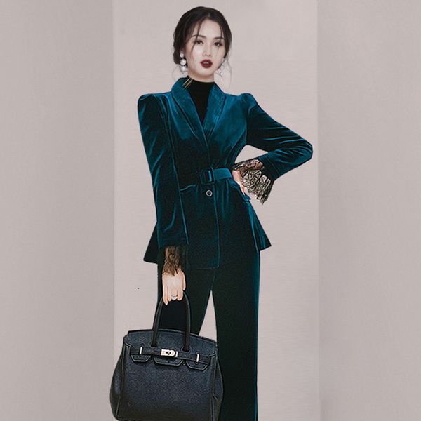 pants women autumn and winter elegant fashion temperament veet blazer suit female office slim retro two piece set, White
pants women autumn and winter elegant fashion temperament veet blazer suit female office slim retro two piece set, White