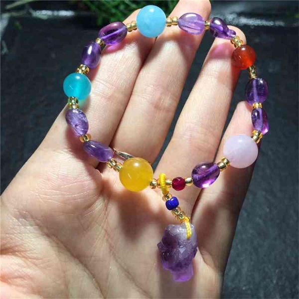 natural amethyst diy amethyst protolith pink agate sea blue chalcedony multi treasure bracelet, Black
natural amethyst diy amethyst protolith pink agate sea blue chalcedony multi treasure bracelet, Black