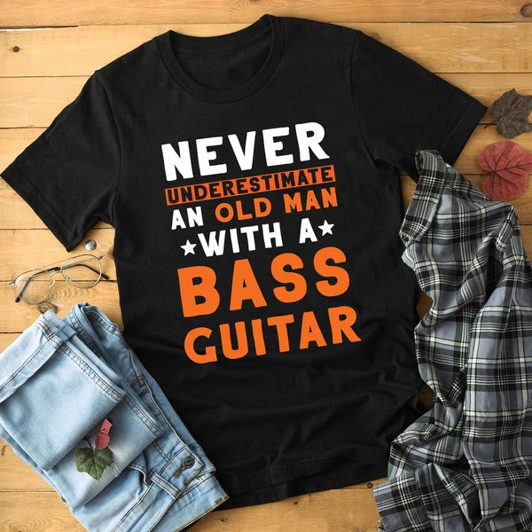 never underestimate an old man with a bass guitar t-shirt, retirement shirt gift, White;black
never underestimate an old man with a bass guitar t-shirt, retirement shirt gift, White;black