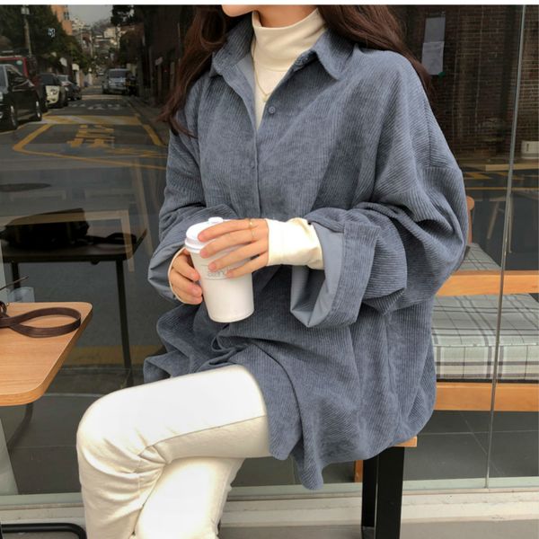 women's blouses & shirts women autumn long sleeve beige corduroy shirt coat oversized long sleeve blouses single breasted rqb, White
women's blouses & shirts women autumn long sleeve beige corduroy shirt coat oversized long sleeve blouses single breasted rqb, White
