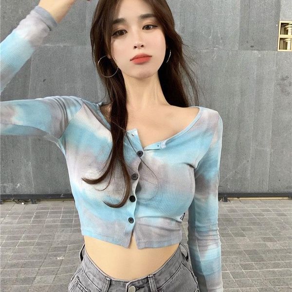 women's t-shirt etosell t shirt button short cardigan tie-dye long sleeve shirts, White
women's t-shirt etosell t shirt button short cardigan tie-dye long sleeve shirts, White