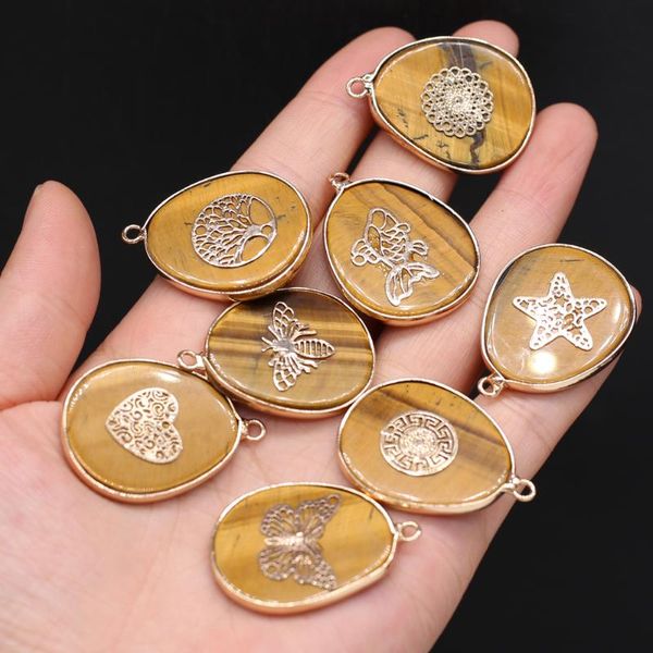 charms fashion drop-shaped pendant natural tiger eye stone gilt edge charm for jewelry making diy necklace eardrop accessories 26x35mm, Bronze;silver
charms fashion drop-shaped pendant natural tiger eye stone gilt edge charm for jewelry making diy necklace eardrop accessories 26x35mm, Bronze;silver
