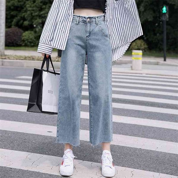 fashion streetpants straight jean high waist blue denim trousers female loose nine length fall p9136 210809
fashion streetpants straight jean high waist blue denim trousers female loose nine length fall p9136 210809