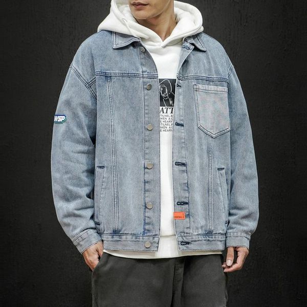 men denim jacket 2021 autumn men's stand collar jean jackets letter male casual street hip hop loose outerwear, Black;brown
men denim jacket 2021 autumn men's stand collar jean jackets letter male casual street hip hop loose outerwear, Black;brown